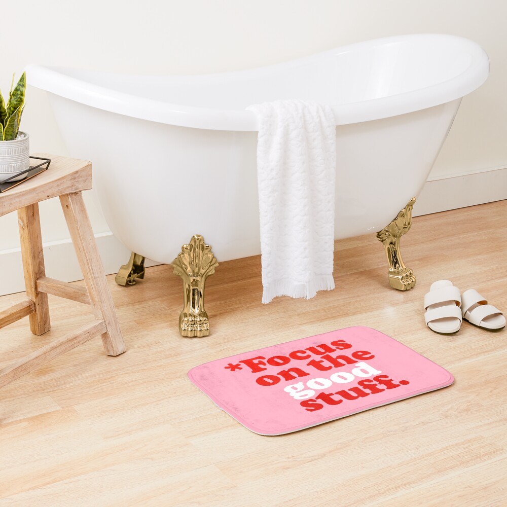 Focus On The Good Stuff {Pink & Red Version} Bath Mat