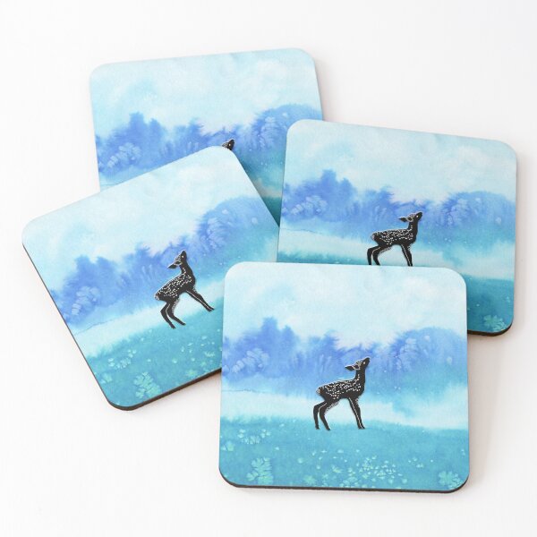 Item preview, Cameo Fawn Silhouette (Blue Watercolor) designed and sold by UnlikelyBeard.