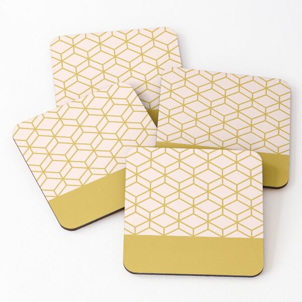 Item preview, Honeycomb Geometric Lattice 2 in Mustard Yellow on Pale Blush Solid designed and sold by kierkegaard.