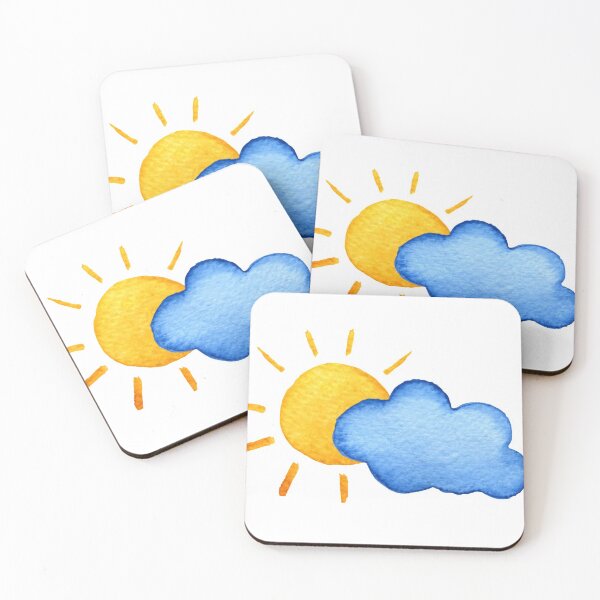 Item preview, sun and clouds watercolor  designed and sold by mmaggiee.