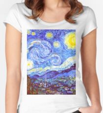 'The Starry Night' HDR Women's Fitted Scoop T-Shirt