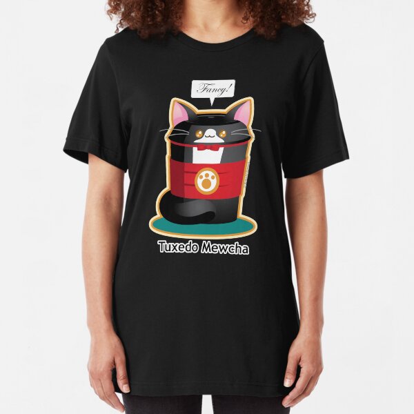 Cute Tuxedo Coffee Cat Slim Fit T-Shirt