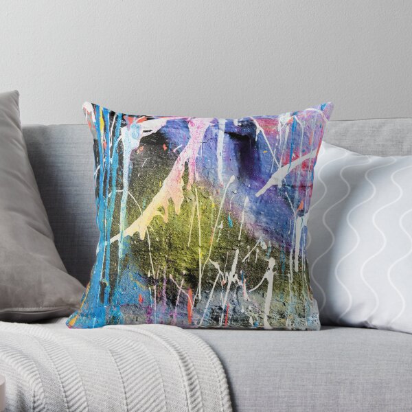 Dripping paint graffiti wall Throw Pillow