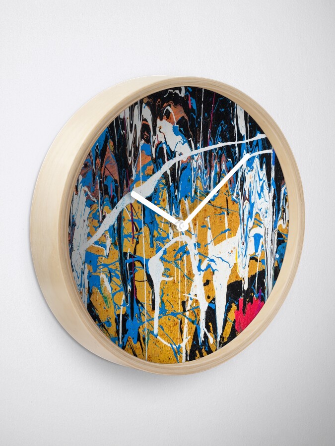 Dripping Paint Graffiti Wall Clock For Sale By Juhku Redbubble   Clk3q,bamboo,white,1000x C,115,0,675,900 