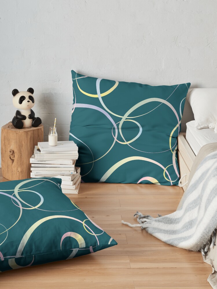 Alternate view of Pastel lines on teal Floor Pillow