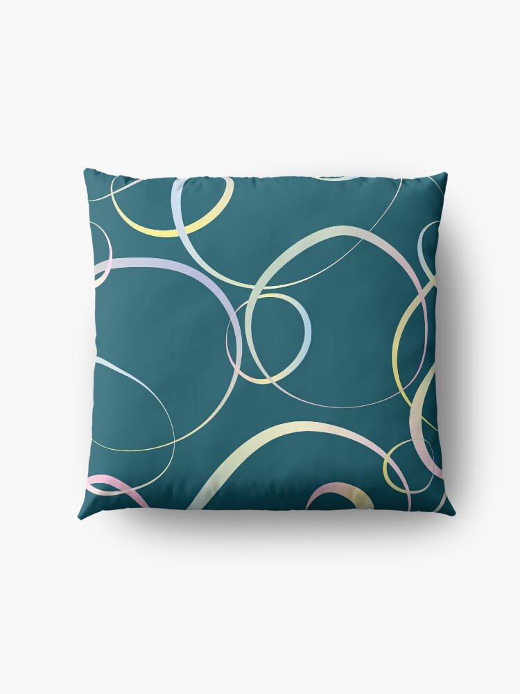 Alternate view of Pastel lines on teal Floor Pillow