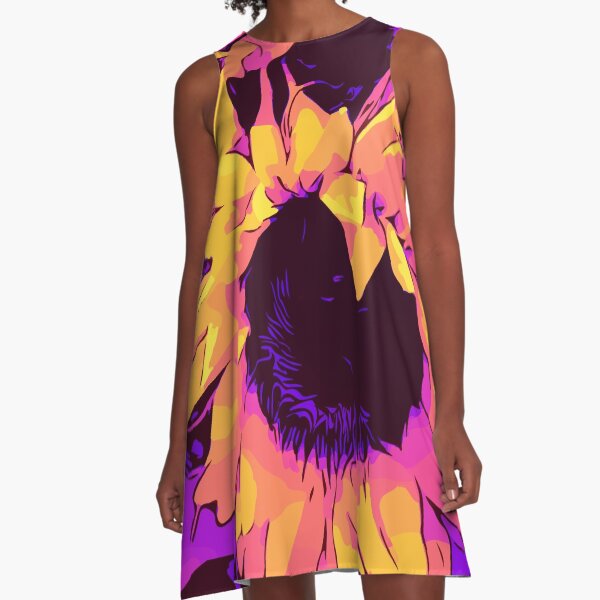 Funky Sunflowers" Blumen-Poster „WelikeFlowers" A-Linien Kleid