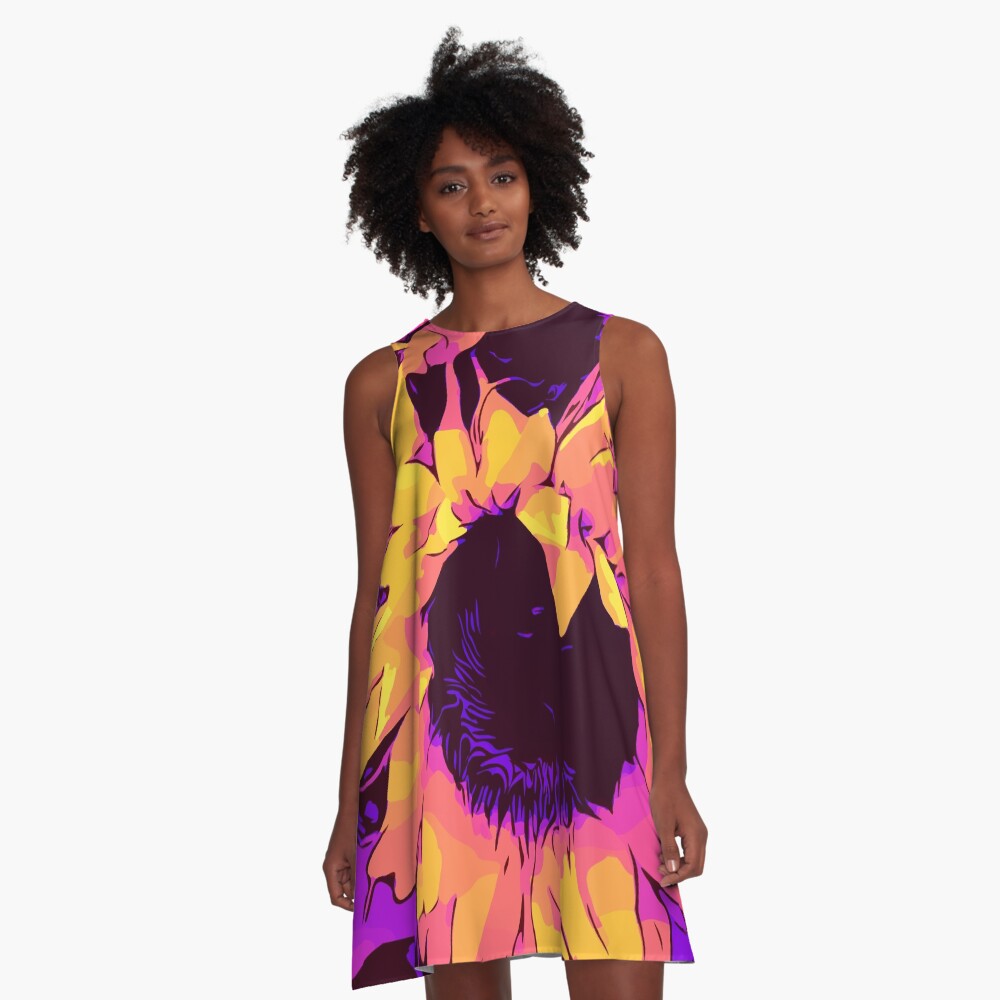 Funky Sunflowers" Blumen-Poster „WelikeFlowers" A-Linien Kleid