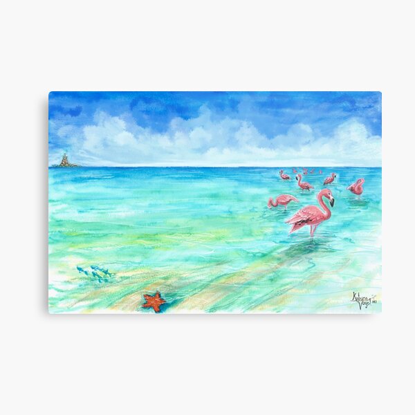 Flamingo Sea Metal Print