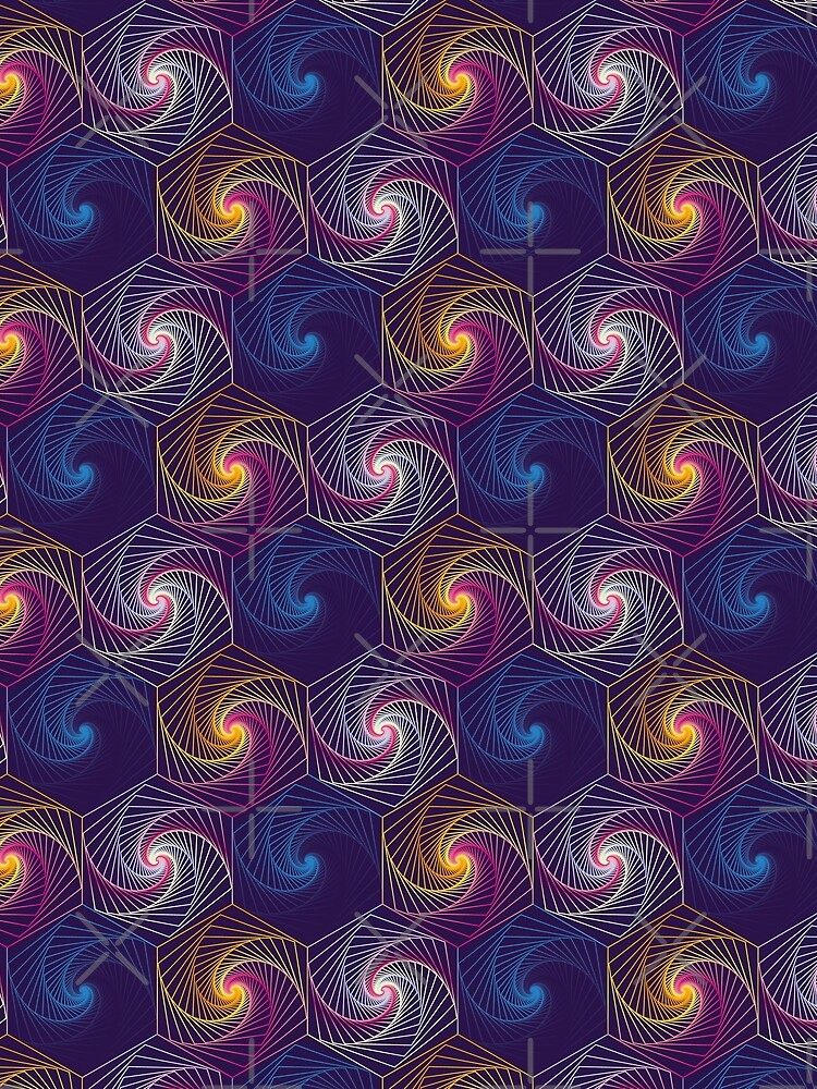 Futuristic neon spirals hexagons by nobelbunt