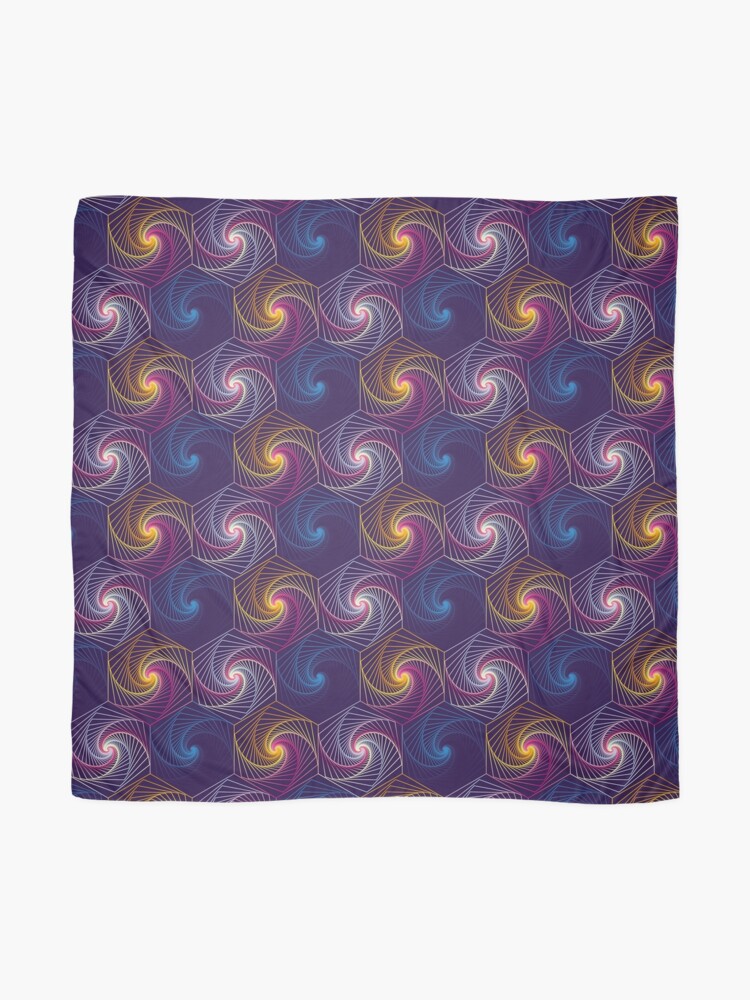 Alternate view of Futuristic neon spirals hexagons Scarf