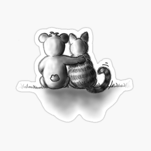 The cat and the teddy bear Sticker