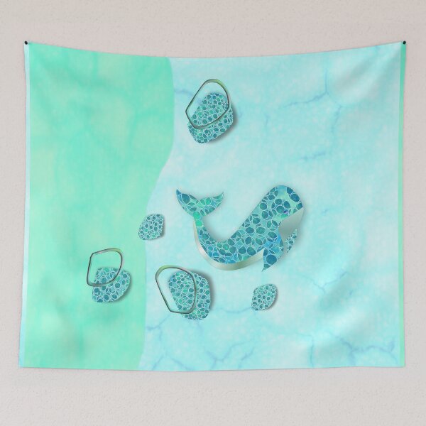 Item preview, WHALE ON MARBLE OCEAN 286. designed and sold by sana90.