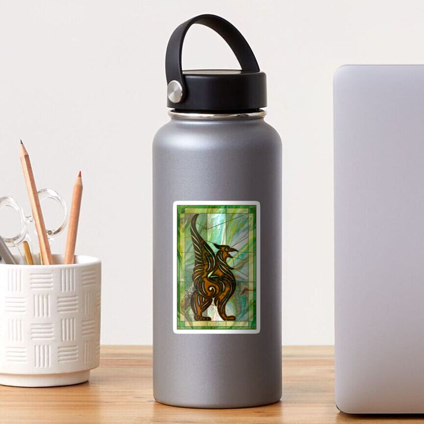 Gryphon: stained glass griffin Sticker