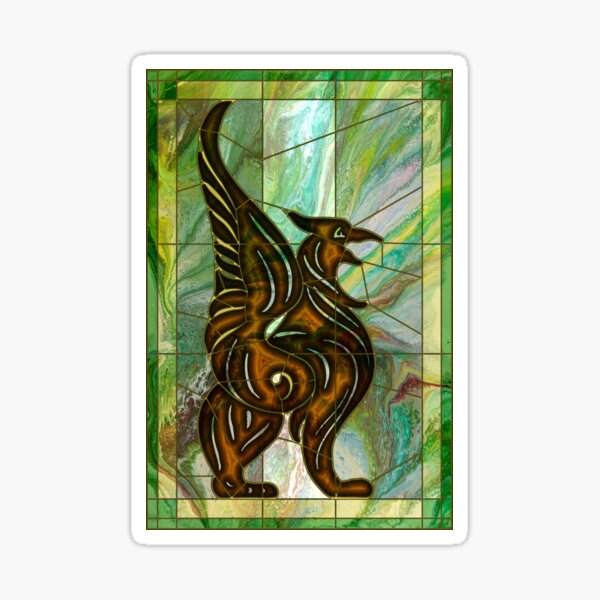 Gryphon: stained glass griffin Sticker