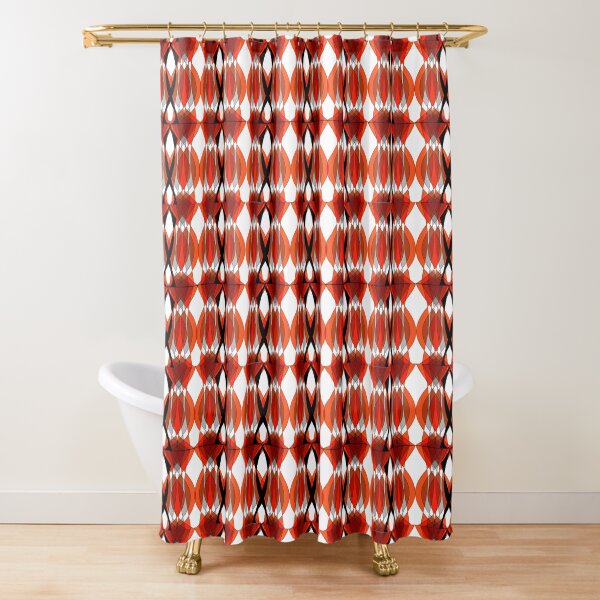 "Bold Modern Geometric Orange Grey Patterned" Shower Curtain by