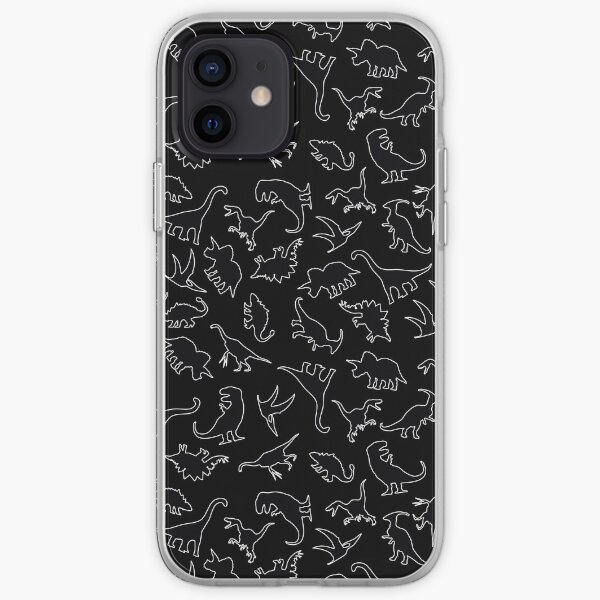 Dinosaur Pattern Outline (White Outline) iPhone Soft Case