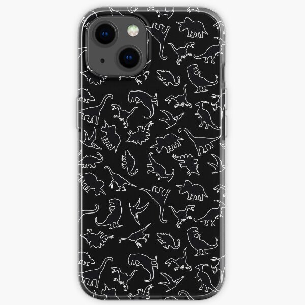 Dinosaur Pattern Outline (White Outline) iPhone Soft Case