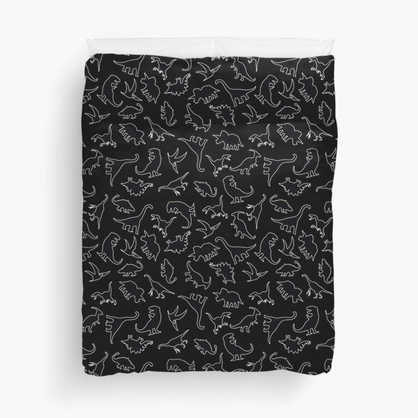 Dinosaur Pattern Outline (White Outline) Duvet Cover