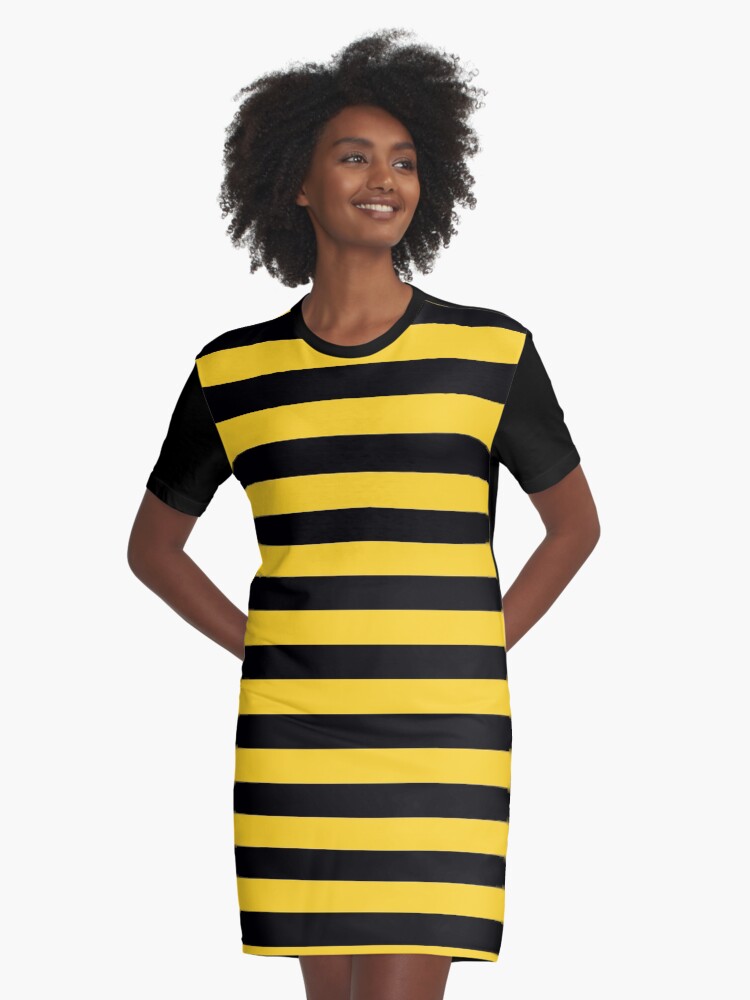 yellow black striped dress