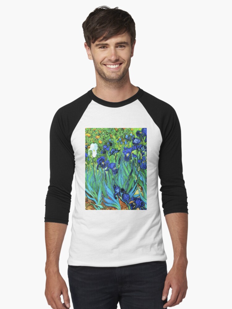 Thumbnail 1 of 3, Baseball ¾ Sleeve T-Shirt, Van Gogh HDR Garden Irises designed and sold by VintageEraArt.