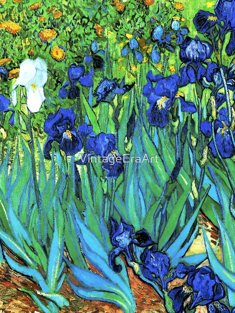 Thumbnail 3 of 3, Baseball ¾ Sleeve T-Shirt, Van Gogh HDR Garden Irises designed and sold by VintageEraArt.