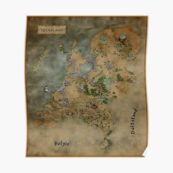 Fantasy map of the Netherlands Poster