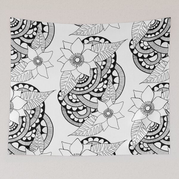 Item preview, Floral Mandala Pattern | Black and White designed and sold by inkhivecreative.