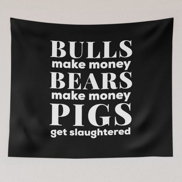 Item preview, Bulls and Bears Make Money Stock Market White Text Design designed and sold by Astrogearstore.