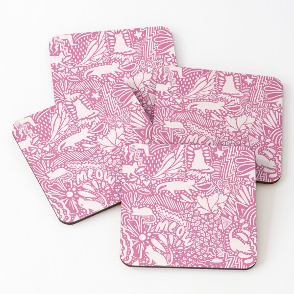 Item preview, Cute Cat Doodle Pattern in Pink designed and sold by emiliemakani.