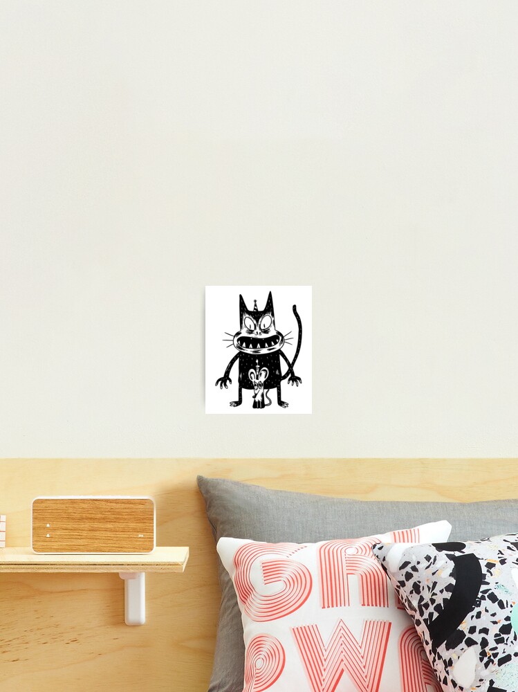 Impression Photo Chat Souris Noir Blanc Dessin Anime Anniversaire Bougies Chapeau Idee Cadeau Par Dierdor Redbubble