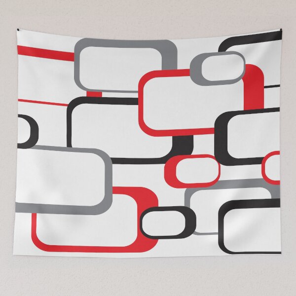 Item preview, Retro Square Pattern Black Red Gray White  designed and sold by ValeriesGallery.