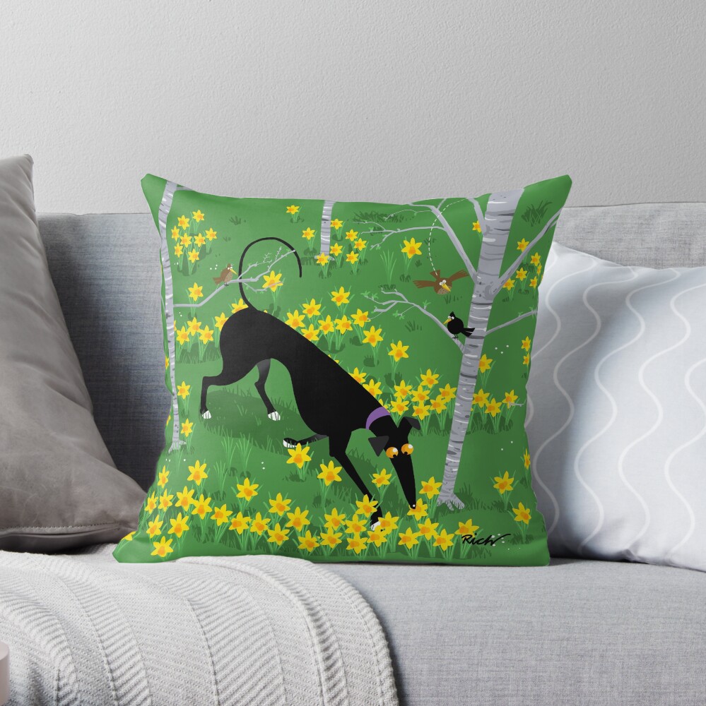 Daffodil Hound Throw Pillow
