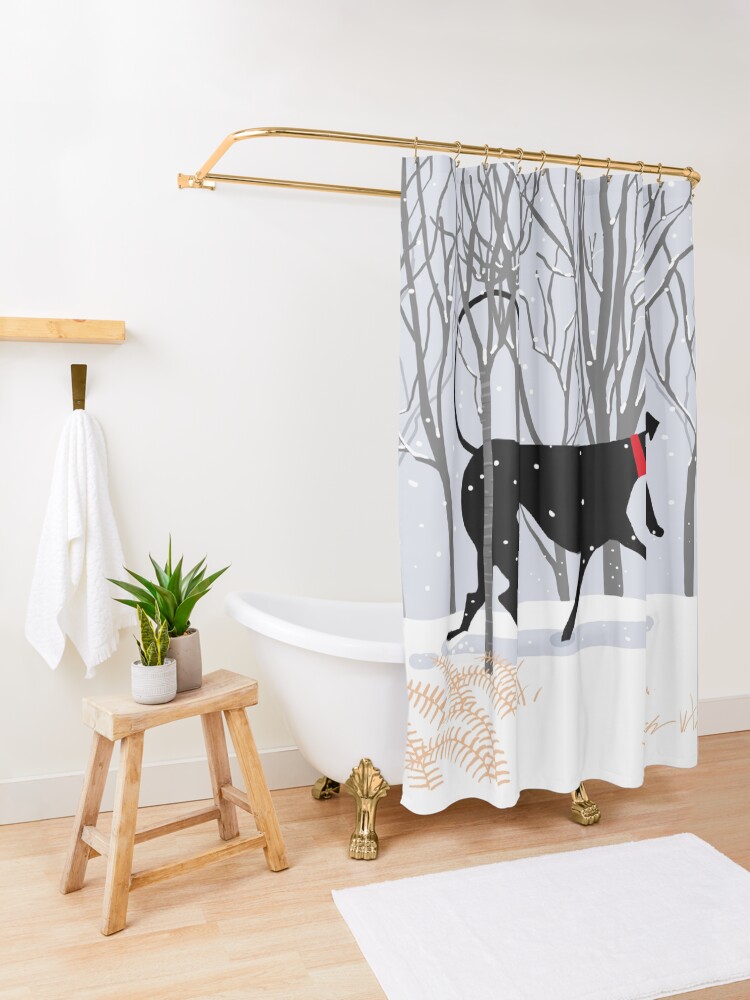 Alternate view of Winter Hound Shower Curtain