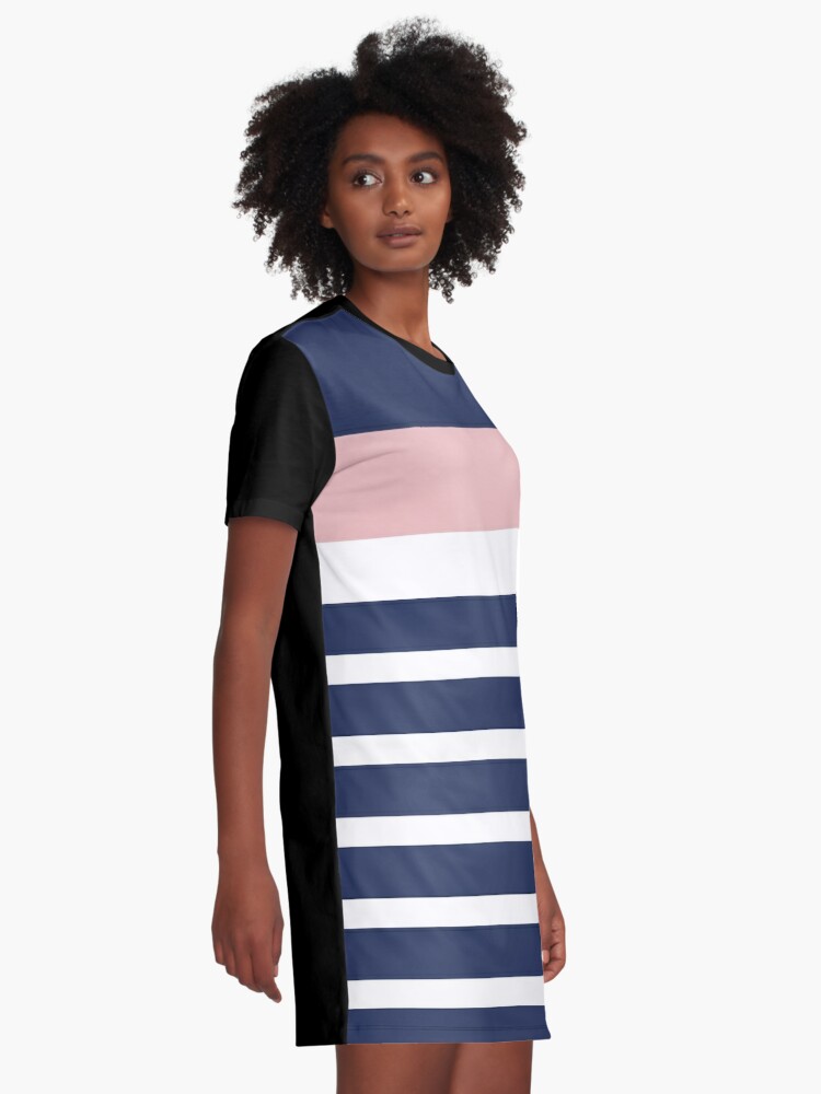 Navy and pink striped fashion dress