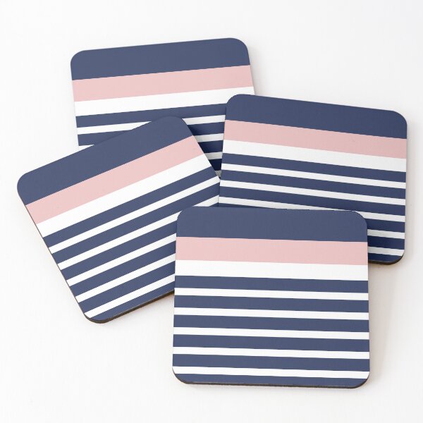 Item preview, Mixed Stripe Minimalist Pattern in Navy Blue, Blush Pink, and White designed and sold by kierkegaard.
