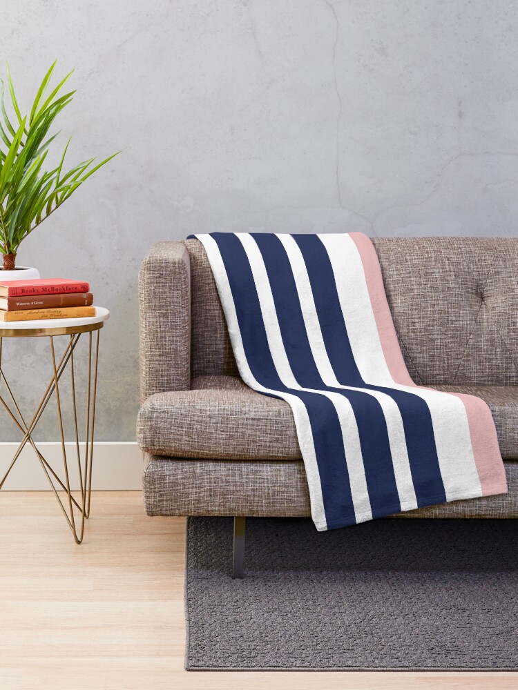 navy and white striped throw blanket