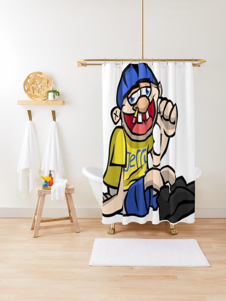 Sml Jeffy Shower Curtain By Crazycrazydan Redbubble - roblox jeffy helmet