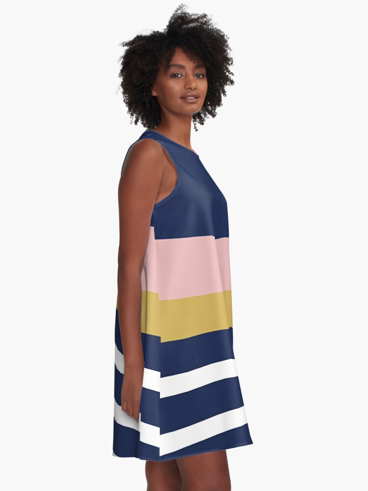 Navy and pink striped cheap dress