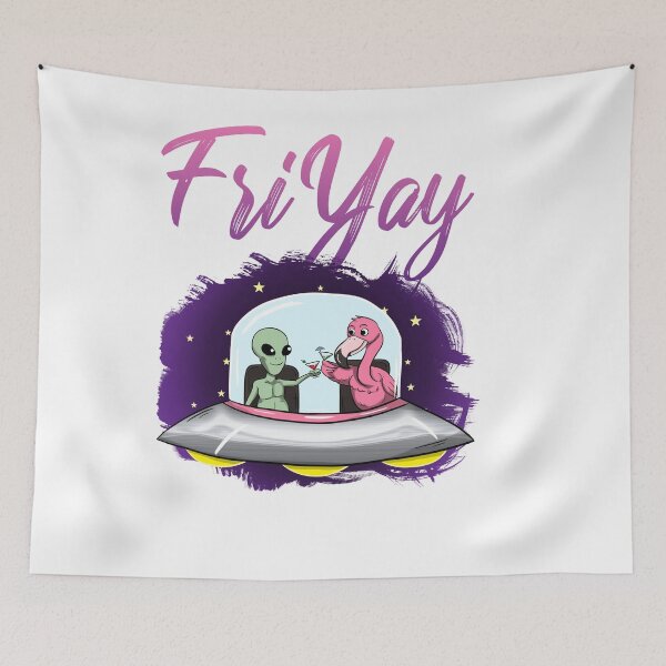 Item preview, Friyay Alien Flamingo Drinking in Space designed and sold by frankidavids.
