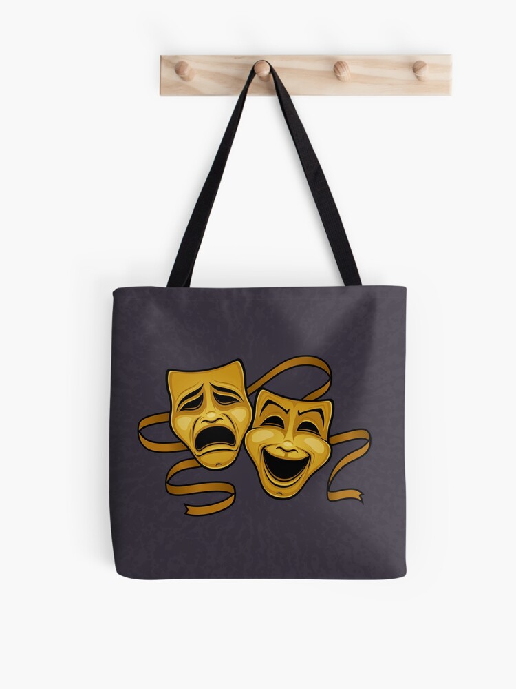 Gold Comedy And Tragedy Theater Masks Tote Bag for Sale by fizzgig