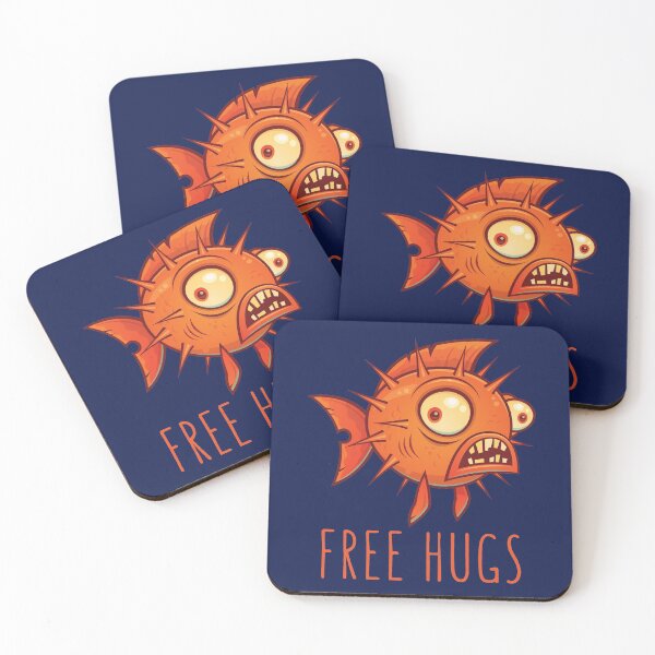 Item preview, Free Hugs Cartoon Blowfish designed and sold by fizzgig.