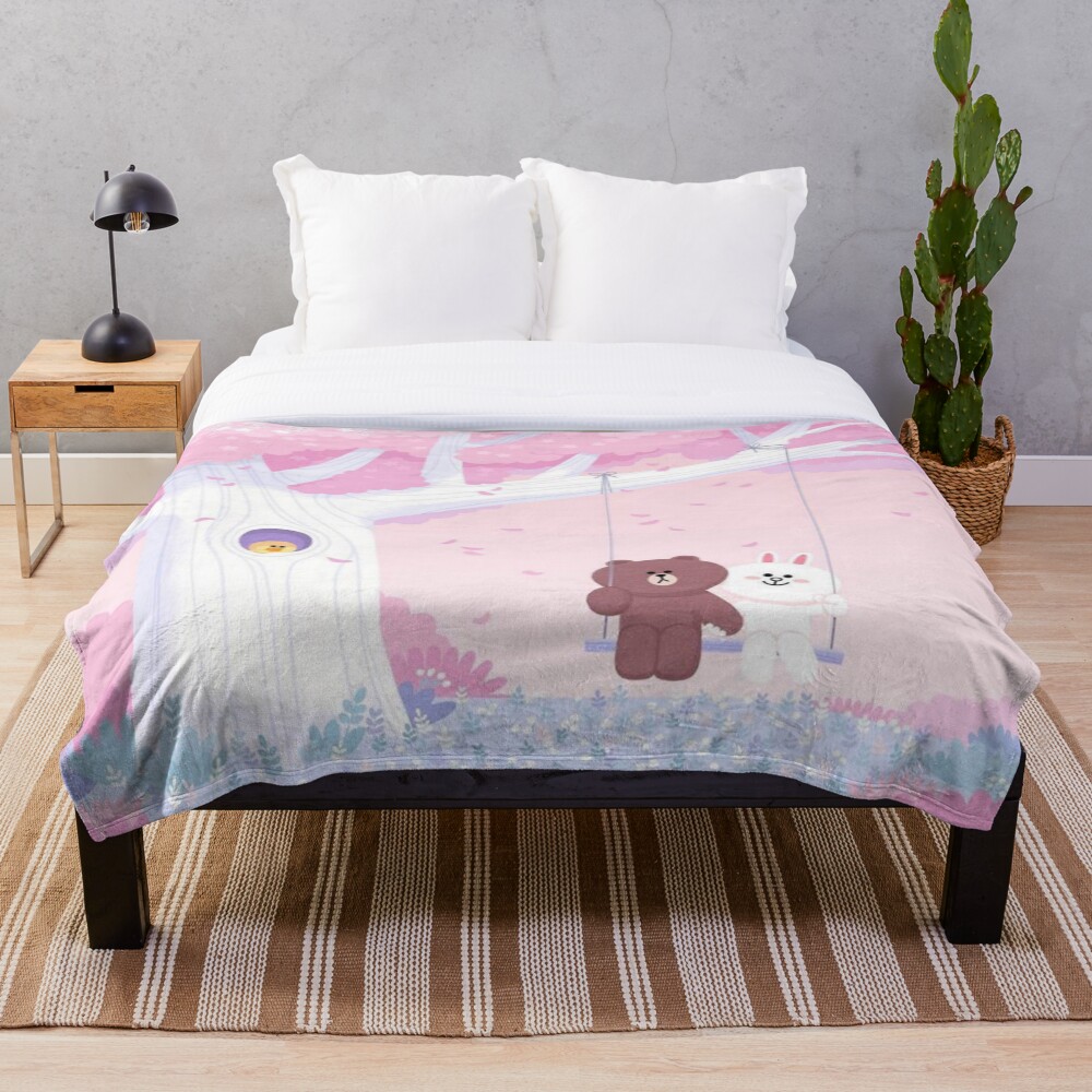 Cute Brown and Cony swing Throw Blanket