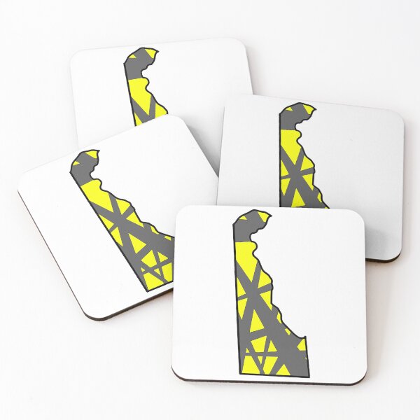Item preview, Delaware State Map Yellow and Gray Geometric Pattern designed and sold by lukaskugler.