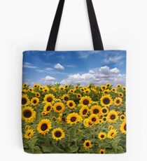 Sunflower Field With Heavenly Sky Tote Bag