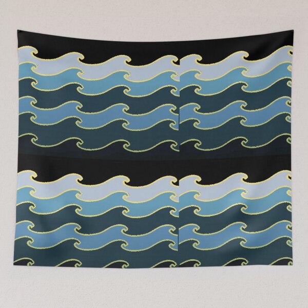 Item preview,  Abstract Ocean Waves Pattern. Blue and yellow. Texture designed and sold by kristiART.