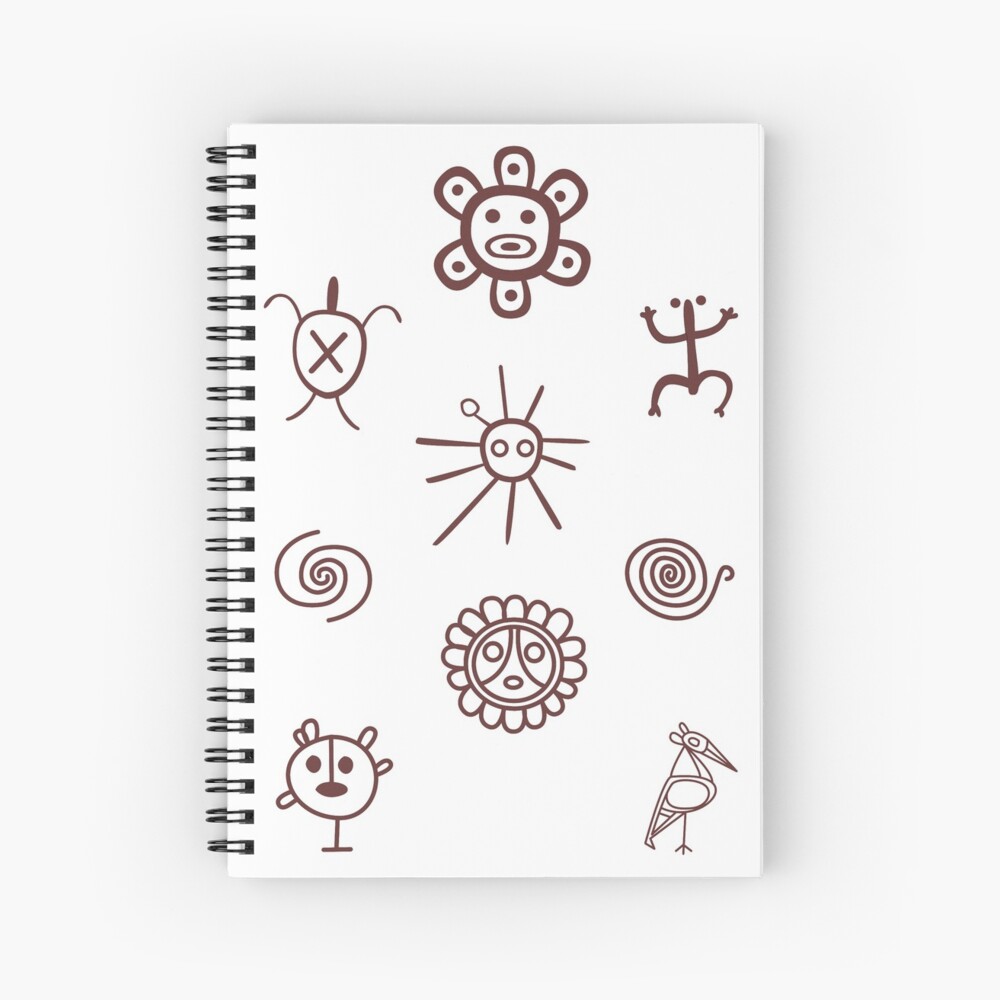 Set Of Taino Symbols Puerto Rico Brown Spiral Notebook By Bydarling Redbubble