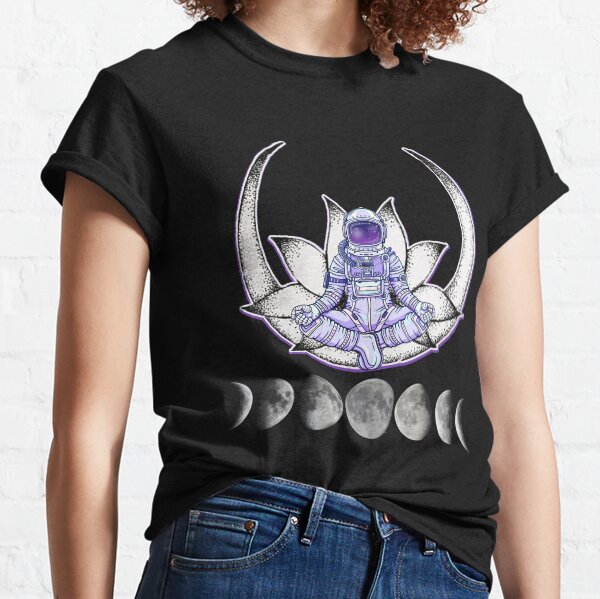 Meditating Astronaut Moon Cycle Classic T-Shirt