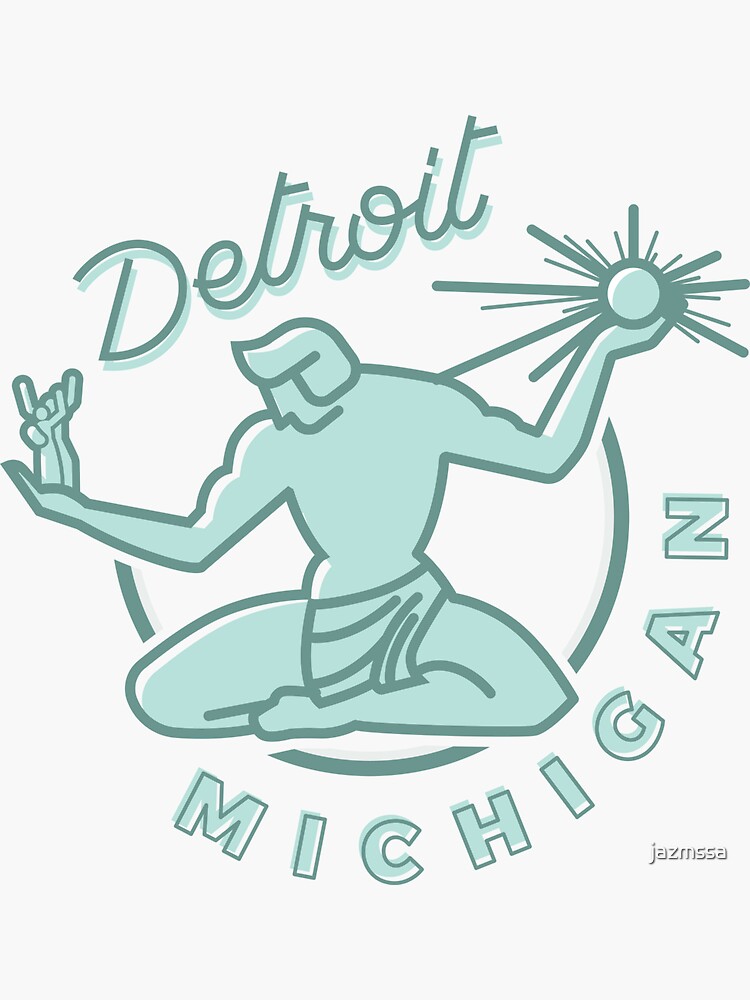 "Spirit of Detroit, Michigan Badge" Sticker by jazmssa Redbubble