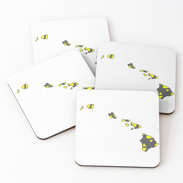 Item preview, Hawaii State Map Yellow and Gray Geometric Pattern designed and sold by lukaskugler.